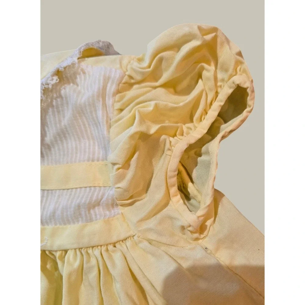 Baby Togs Vintage Sun Dress Kids 18M Yellow Peter Pan Collar Lace Trim